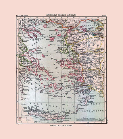 Aegean Sea Islands Greece Turkey - Perthes 1896 White Modern Wood Framed Art Print with Double Matting by Perthes