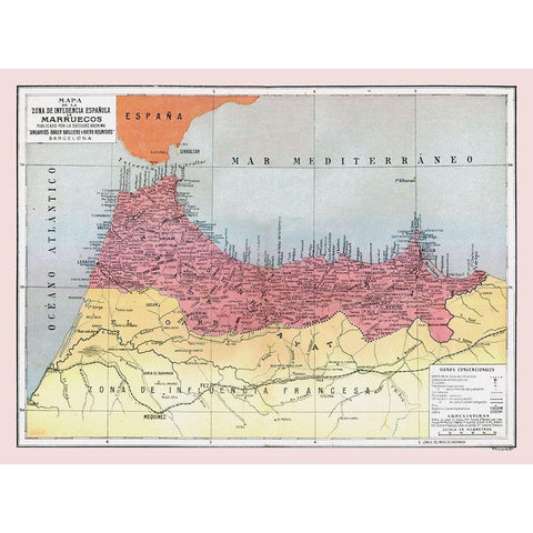 Africa Spanish Influence in Morocco - Pompido 1913 Black Modern Wood Framed Art Print by Pompido
