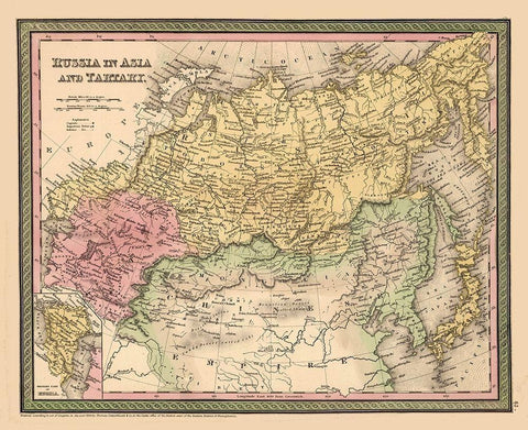 Asia Tartary Russia - Cowperthwait 1850 White Modern Wood Framed Art Print with Double Matting by Cowperthwait