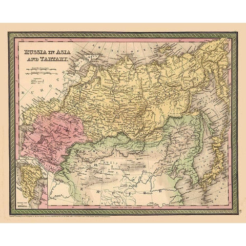 Asia Tartary Russia - Cowperthwait 1850 White Modern Wood Framed Art Print by Cowperthwait
