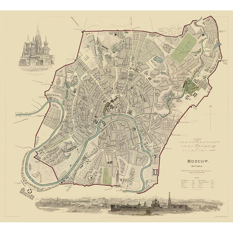 Moscow Russia Europe - Baldwin 1836 Black Modern Wood Framed Art Print by Baldwin