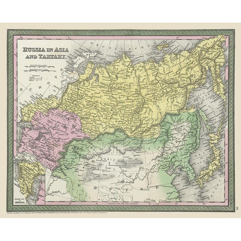 Asia Tartary Russia Mongolia - Thomas 1850 White Modern Wood Framed Art Print by Thomas