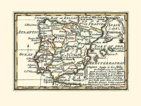 Spain Portugal - Gibson 1758 White Modern Wood Framed Art Print with Double Matting by Gibson