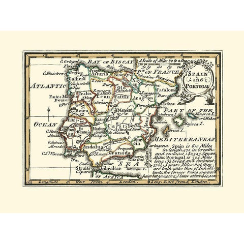 Spain Portugal - Gibson 1758 Black Modern Wood Framed Art Print with Double Matting by Gibson