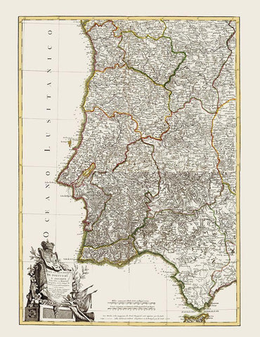 Spain Portugal - Lattre 1780 Black Ornate Wood Framed Art Print with Double Matting by Lattre