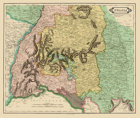 Swabia Region Germany - Hamilton 1831 White Modern Wood Framed Art Print with Double Matting by Hamilton