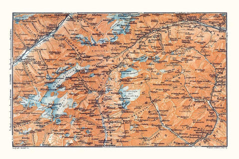 Gries Glacier Region Switzerland - Baedeker 1921 White Modern Wood Framed Art Print with Double Matting by Baedeker