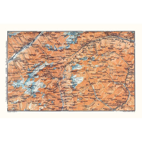 Gries Glacier Region Switzerland - Baedeker 1921 Gold Ornate Wood Framed Art Print with Double Matting by Baedeker