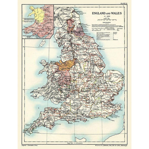 England Wales 1086 - Poole 1902 Black Modern Wood Framed Art Print with Double Matting by Poole