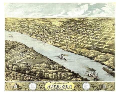 Atchison Kansas - Ruger 1869 Black Ornate Wood Framed Art Print with Double Matting by Ruger