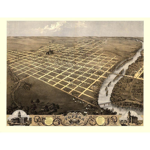 Topeka Kansas - Ruger 1869 Black Modern Wood Framed Art Print with Double Matting by Ruger