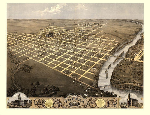 Topeka Kansas - Ruger 1869 Black Ornate Wood Framed Art Print with Double Matting by Ruger