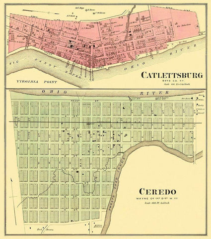 Catlettsburg, Ceredo Kentucky, West Virginia Black Ornate Wood Framed Art Print with Double Matting by Hayes