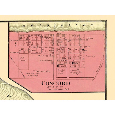 Concord Kentucky Landowner - Titus 1877 Black Modern Wood Framed Art Print with Double Matting by Titus