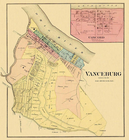Vanceburg, Concord Kentucky Landowner - Hayes White Modern Wood Framed Art Print with Double Matting by Hayes