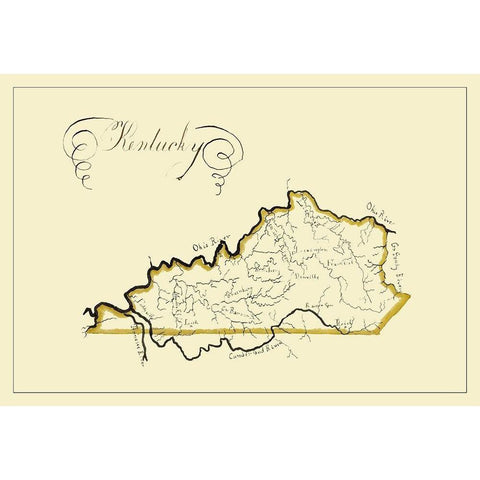 Kentucky - Henshaw 1823 Black Modern Wood Framed Art Print with Double Matting by Henshaw