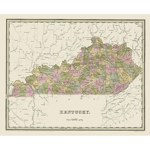 Kentucky - Putnam 1838 White Modern Wood Framed Art Print by Putnam