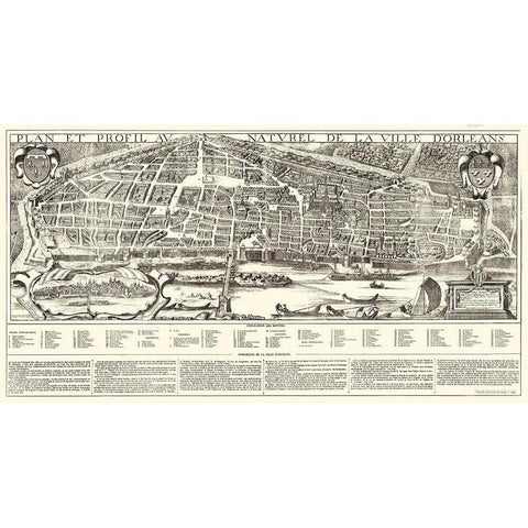 Orleans City Planning France - Jacob 1849 Black Modern Wood Framed Art Print with Double Matting by Jacob