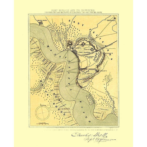 Port Hudson Louisiana - Sholl 1863 White Modern Wood Framed Art Print by Sholl