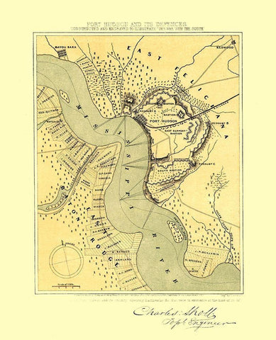 Port Hudson Louisiana - Sholl 1863 White Modern Wood Framed Art Print with Double Matting by Sholl
