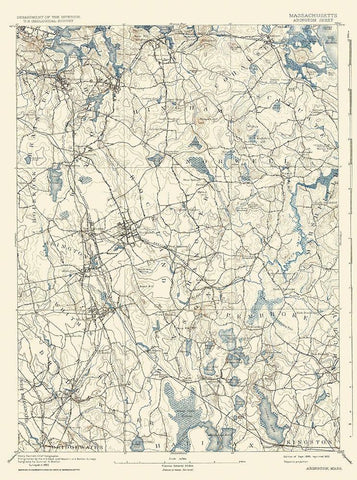 Barnstable Massachusetts Quad - USGS 1893 White Modern Wood Framed Art Print with Double Matting by USGS