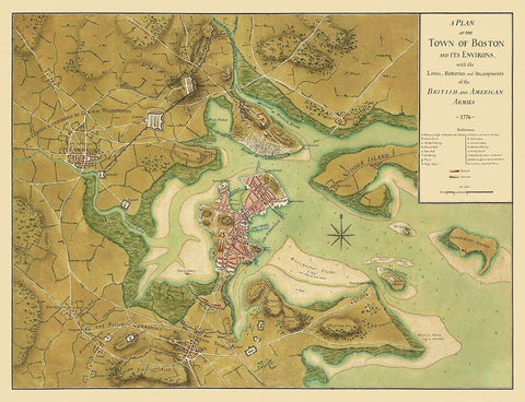 Boston Massachusetts - Page 1776 Black Ornate Wood Framed Art Print with Double Matting by Page