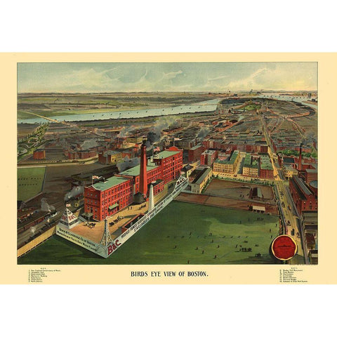 Boston Massachusetts - Walker 1902 Black Modern Wood Framed Art Print with Double Matting by Walker
