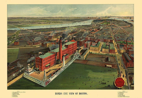 Boston Massachusetts - Walker 1902 White Modern Wood Framed Art Print with Double Matting by Walker
