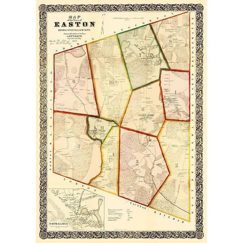 Easton Massachusetts - Mayer 1856 Black Modern Wood Framed Art Print with Double Matting by Mayer