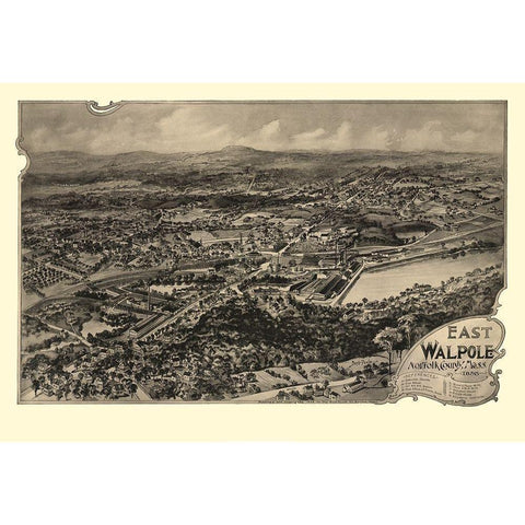 East Walpole Massachusetts - Poole 1898 Black Modern Wood Framed Art Print with Double Matting by Poole