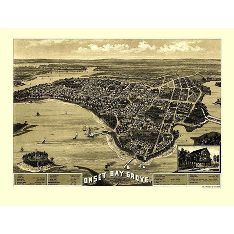 Onset Bay Grove Wareham Massachusetts - Walker Gold Ornate Wood Framed Art Print with Double Matting by Walker