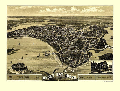 Onset Bay Grove Wareham Massachusetts - Walker Black Ornate Wood Framed Art Print with Double Matting by Walker