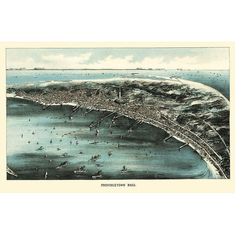 Provincetown Massachusetts - Walker 1910 Gold Ornate Wood Framed Art Print with Double Matting by Walker