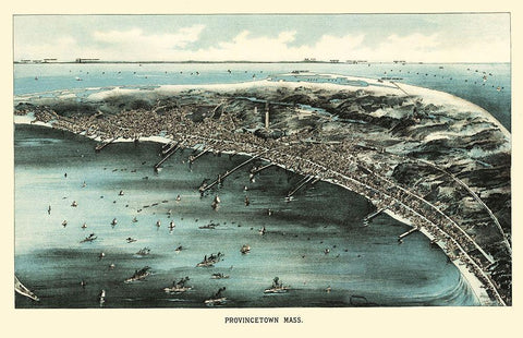 Provincetown Massachusetts - Walker 1910 Black Ornate Wood Framed Art Print with Double Matting by Walker