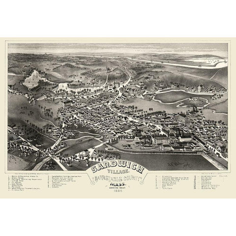 Sandwich Massachusetts - Poole 1884 Black Modern Wood Framed Art Print with Double Matting by Poole
