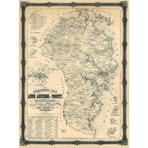Anne Arundel Maryland Landowner - Wagner 1860 Gold Ornate Wood Framed Art Print with Double Matting by Wagner