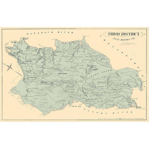 Anne Arundel Third District Maryland Black Modern Wood Framed Art Print with Double Matting by Hopkins