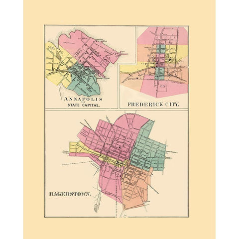 Annapolis, Frederick City, Hagerstown Maryland White Modern Wood Framed Art Print by Stedman