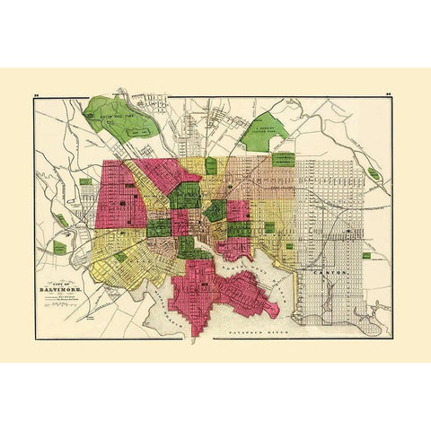 Baltimore Maryland - Stedman 1873 Black Modern Wood Framed Art Print with Double Matting by Stedman