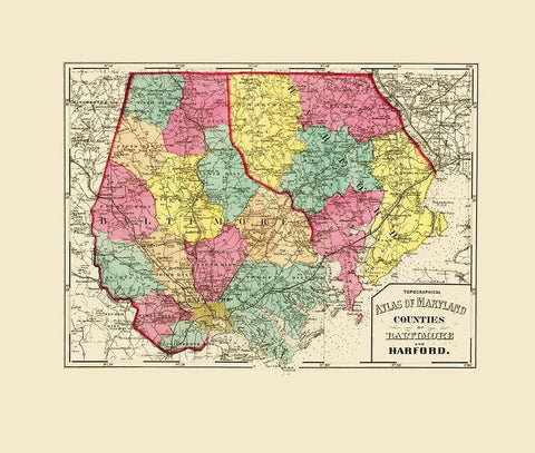 Baltimore Harford Maryland - Stedman 1873 White Modern Wood Framed Art Print with Double Matting by Stedman