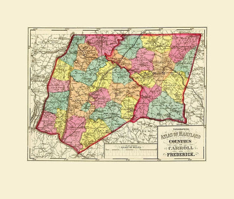 Carroll Fredrick Maryland - Stedman 1873 White Modern Wood Framed Art Print with Double Matting by Stedman