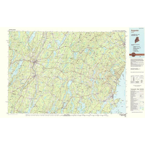 Augusta Maine Quad - USGS 1984 Gold Ornate Wood Framed Art Print with Double Matting by USGS