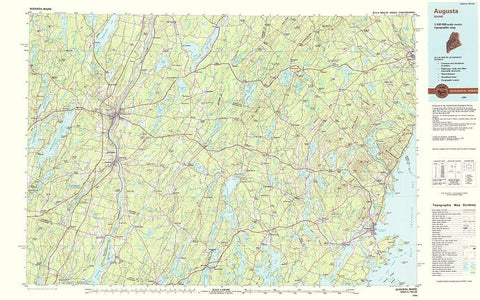 Augusta Maine Quad - USGS 1984 Black Ornate Wood Framed Art Print with Double Matting by USGS