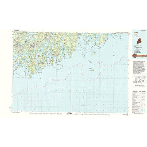 Bath Maine Quad - USGS 1985 Black Modern Wood Framed Art Print by USGS