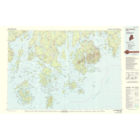 Bar Harbor Maine Quad - USGS 1985 Black Modern Wood Framed Art Print with Double Matting by USGS