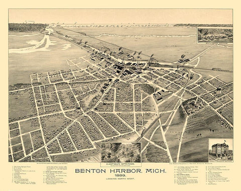 Benton Harbor Michigan - Pauli 1889 White Modern Wood Framed Art Print with Double Matting by Pauli