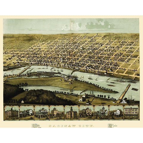 Saginaw Michigan - Ruger 1867 Black Modern Wood Framed Art Print with Double Matting by Ruger