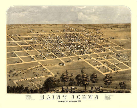 Saint Johns Michigan - Ruger 1868 White Modern Wood Framed Art Print with Double Matting by Ruger