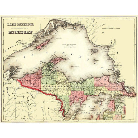 Lake Superior, North Michigan - Gray 1873 Black Modern Wood Framed Art Print by Gray