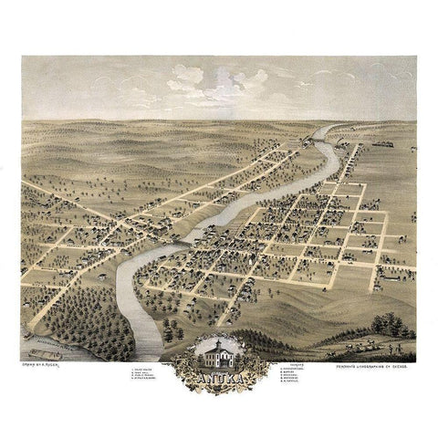 Anoka Minnesota - Ruger 1869 Gold Ornate Wood Framed Art Print with Double Matting by Ruger